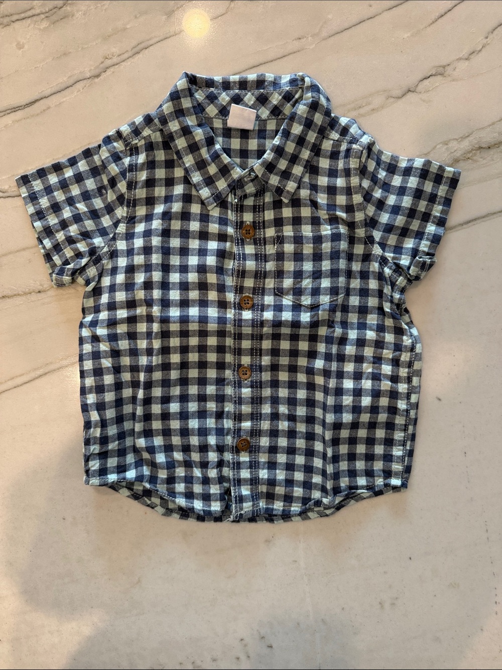 Baby Gap Short-Sleeve Blue Plaid Button-Up Shirt